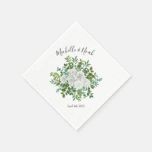 Servilleta De Papel Boda floral rosa blanca y negra