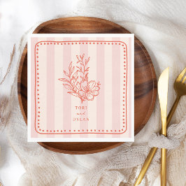 Servilleta De Papel Boda Floral Rosa Bouquet Stripe