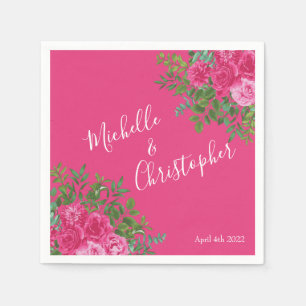 Servilleta De Papel Boda floral rosa brillante