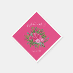 Servilleta De Papel Boda floral rosa brillante