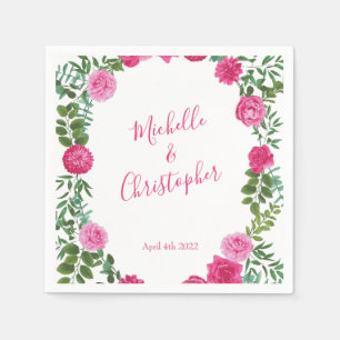 Servilleta De Papel Boda floral rosa brillante