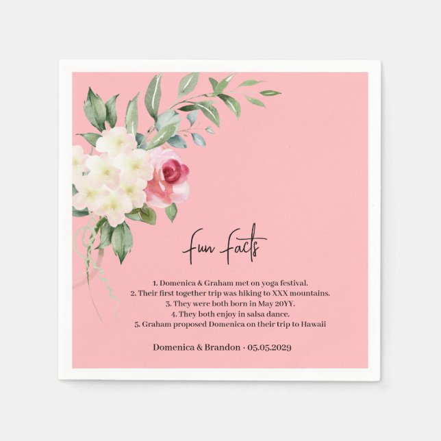 Servilleta De Papel Boda Floral Rosa Divertido Hechos (Anverso)