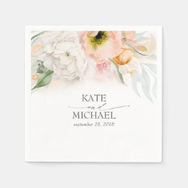 Servilleta De Papel Boda floral rosa y rosa