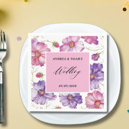 Servilleta De Papel Boda floral rosado morado