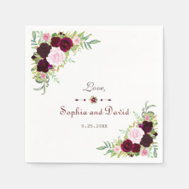 Servilleta De Papel Boda floral Royal Burgundy Marsala