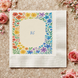 Servilleta De Papel Boda floral rústica arcoíris