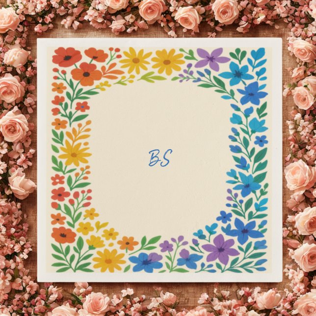 Servilleta De Papel Boda floral rústica arcoíris (Subido por el creador)