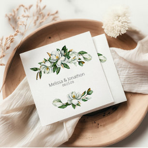 Servilleta De Papel Boda Floral Rústica de Magnolia Blanca