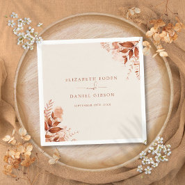 Servilleta De Papel Boda Floral Rústica de Otoño