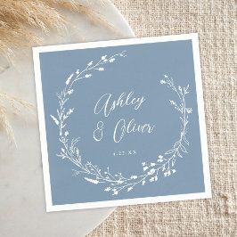Servilleta De Papel Boda floral rústico Boho Dusty Blue Wildflower