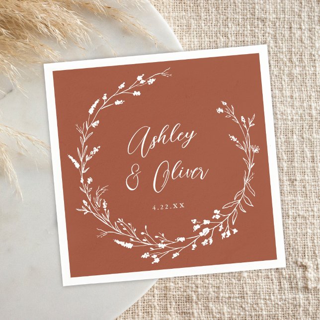 Servilleta De Papel Boda floral rústico Boho Terracotta (Subido por el creador)