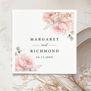 Servilleta De Papel Boda floral suave Rubor rosa Rose Garden