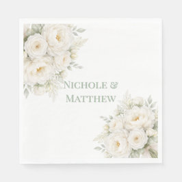 Servilleta De Papel Boda floral totalmente blanca