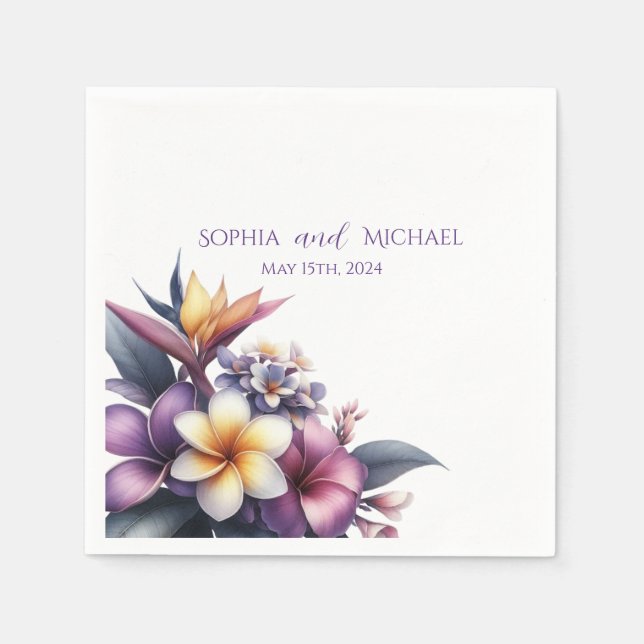 Servilleta De Papel Boda Floral Tropical- servilletas (Anverso)