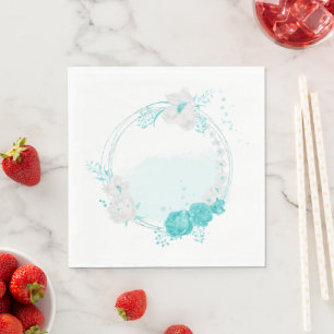 Servilleta De Papel boda floral turquesa y blanco