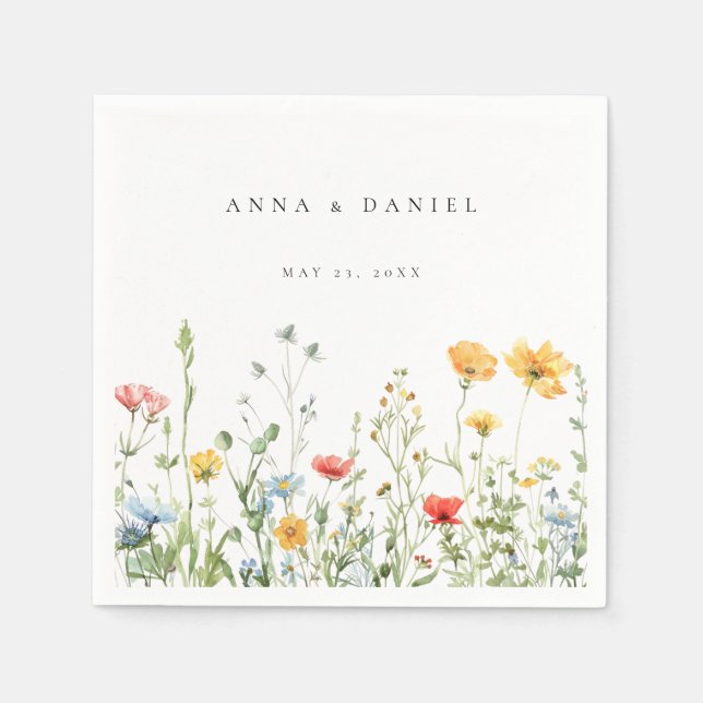 Servilleta De Papel Boda floral veraniega caprichosa (Anverso)