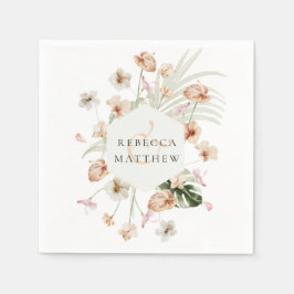 Servilleta De Papel Boda Floral Verde Elegante Boho Blush