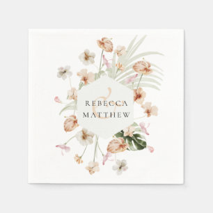 Servilleta De Papel Boda Floral Verde Elegante Boho Blush 