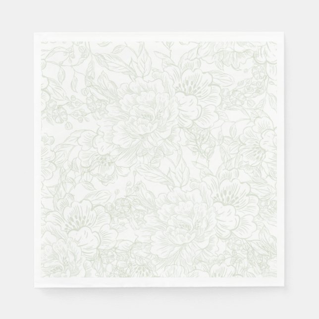 Servilleta De Papel Boda floral verde elegante Chinoiserie (Anverso)
