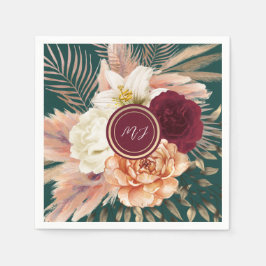 Servilleta De Papel Boda floral verde esmeralda