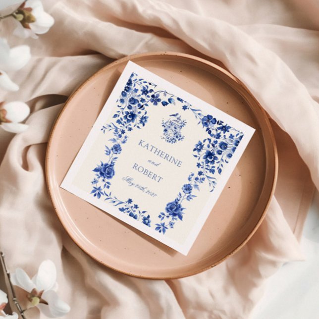 Servilleta De Papel Boda floral vintage de la serie azul profunda Chin (Subido por el creador)