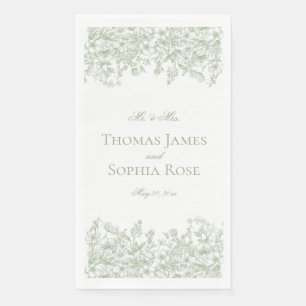 Servilleta De Papel Boda floral vintage de sage chinoiserie