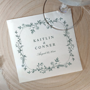 Servilleta De Papel Boda Floral Vintage Francesa Verde Esmeralda