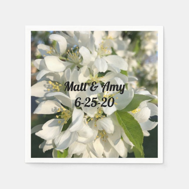 Servilleta De Papel Boda Flores Cocktail Napkin personalizado (Anverso)