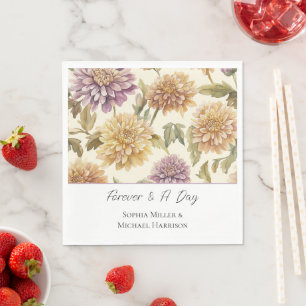 Servilleta De Papel Boda Flores De Melocotón Amarillo Lavanda Crema