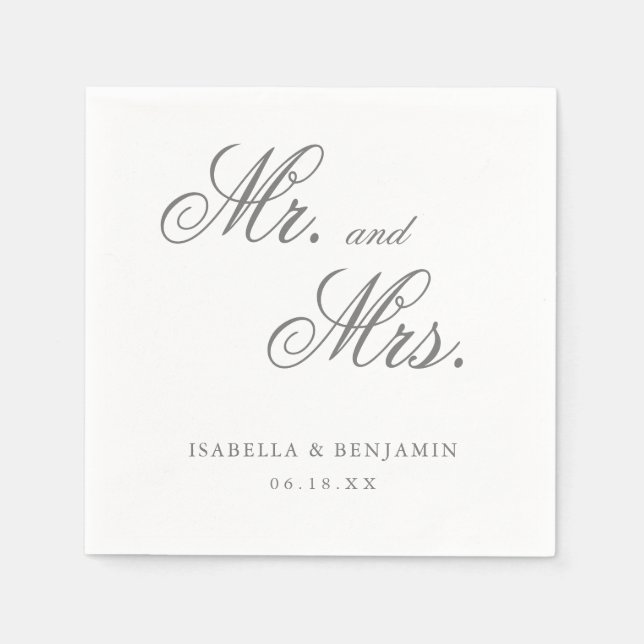 Servilleta De Papel Boda Formal Elegante Gris Tradicional (Anverso)