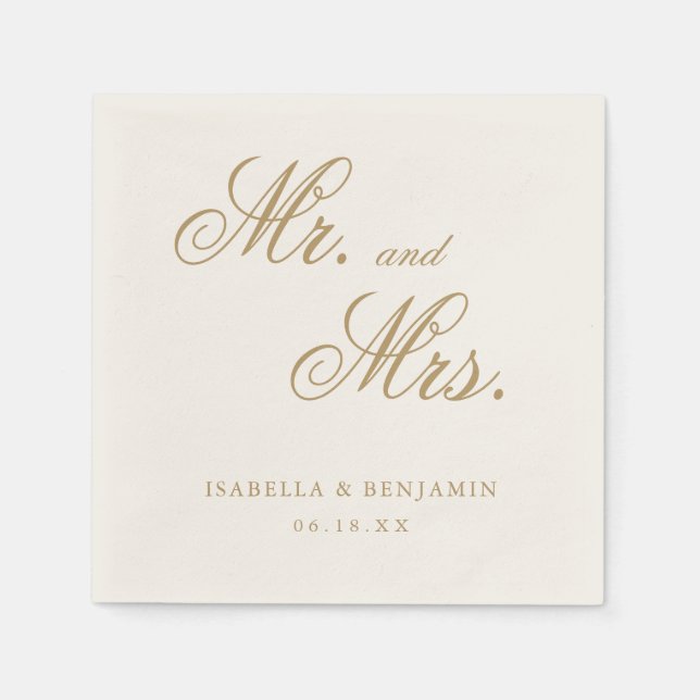 Servilleta De Papel Boda Formal Elegante Marfil Tradicional (Anverso)