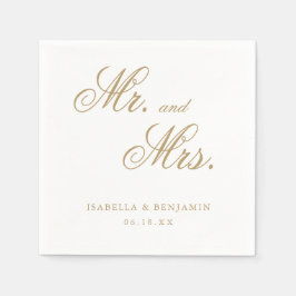 Servilleta De Papel Boda Formal Elegante Oro Tradicional