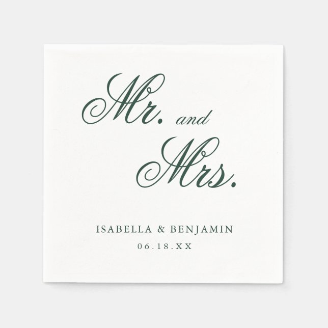 Servilleta De Papel Boda Formal Elegante Tradicional Bosque Verde (Anverso)