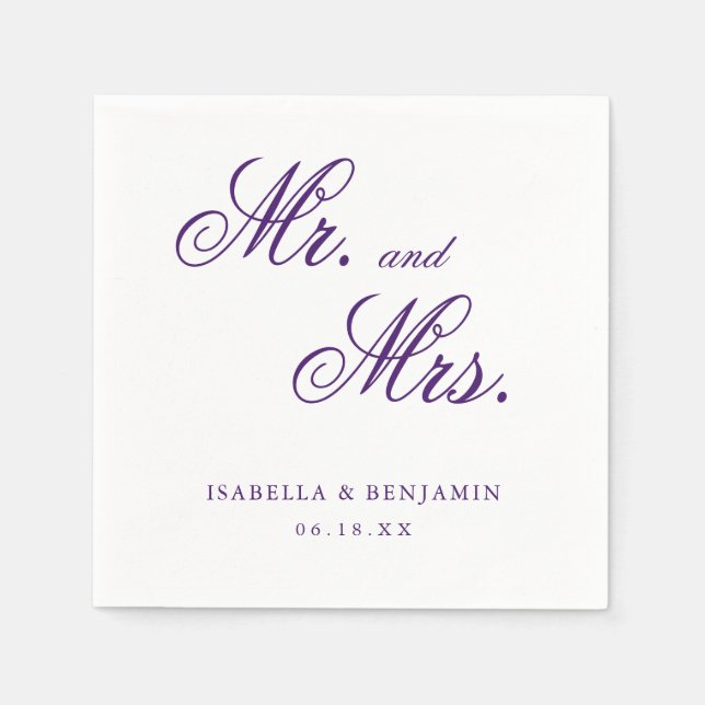Servilleta De Papel Boda Formal Elegante Tradicional Morada (Anverso)