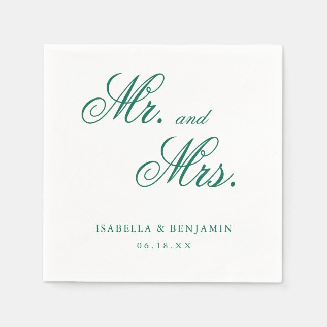 Servilleta De Papel Boda Formal Elegante Verde Esmeralda Tradicional (Anverso)