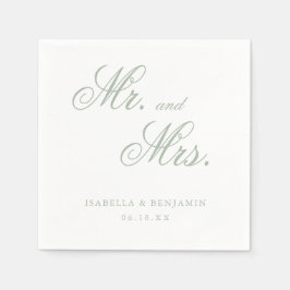 Servilleta De Papel Boda Formal Elegante Verde Salvia Tradicional