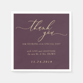 Servilleta De Papel Boda Formal Minimalista Decoración Higo Medianoche
