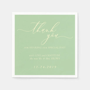 Servilleta De Papel Boda Formal Minimalista Decoración Pistacho y Crem
