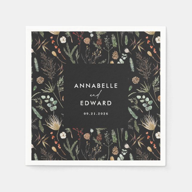 Servilleta De Papel Boda foto arco acuarela floral botánica (Anverso)