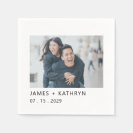 Servilleta De Papel Boda Foto Minimal Simple Elegante Moderno