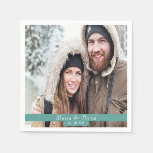 Servilleta De Papel Boda foto nombres verdes