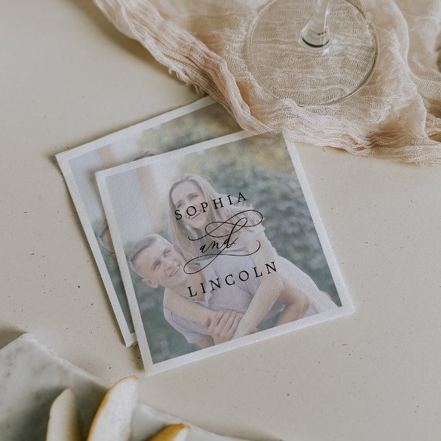 Servilleta De Papel Boda fotográfico de caligrafía romántica Napkin (Subido por el creador)