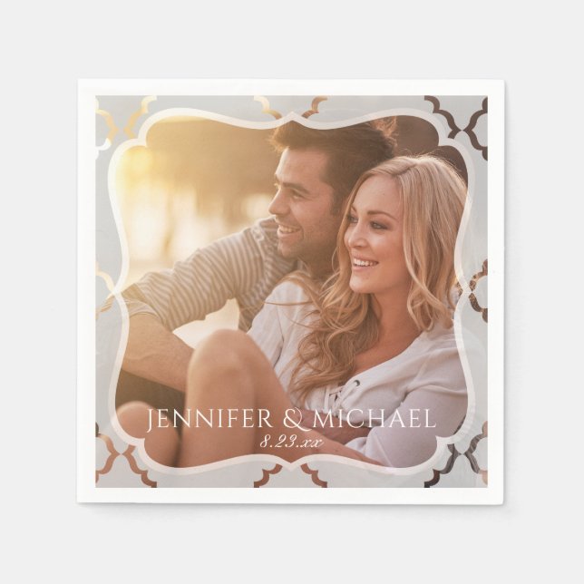 Servilleta De Papel Boda fotográfico de Damask Mirrored Cocktail Napki (Anverso)