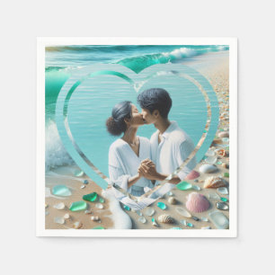 Servilleta De Papel Boda fotográfico de vidrio marino de bonito