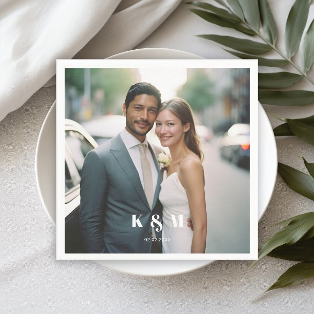 Servilleta De Papel Boda fotográfico moderno en monograma (Subido por el creador)