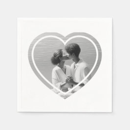 Servilleta De Papel Boda fotográfico personalizado con forma de corazó