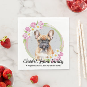 Servilleta De Papel Boda francés de Bulldog Napkins con foto de perros