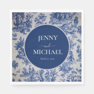 Servilleta De Papel Boda francesa de Jouy Blue Elegant Wedding