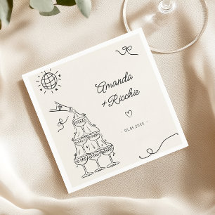 Servilleta De Papel Boda Francesa Retro Caprichosa y Divertida Dibujad