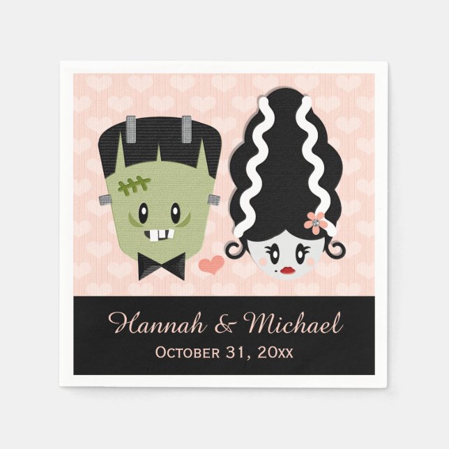 Servilleta De Papel Boda Frankenstein Halloween (Anverso)